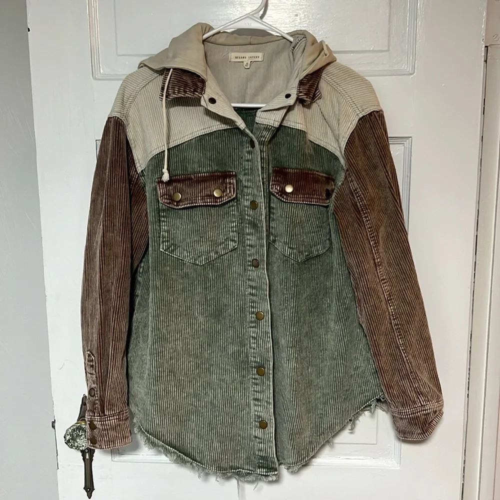 Gilded Intent Colorblock Corduroy Shacket - Picture 2 of 4